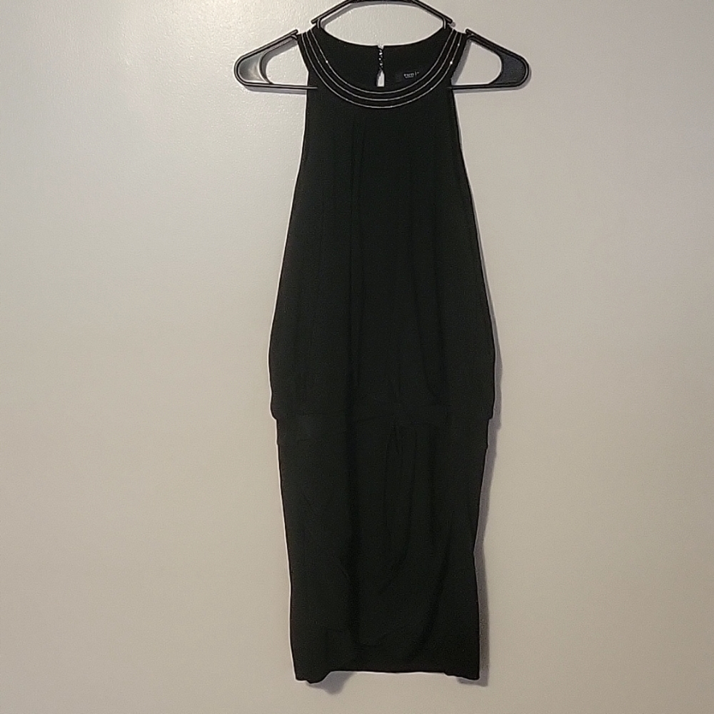 White House Black Market Beaded Neck Halter Cocktail Dress Womens Small